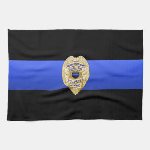 Thin Blue Line Flag & Badge Tea Towel