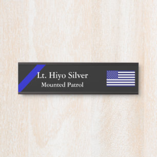 Thin Blue Line Flag Door Sign