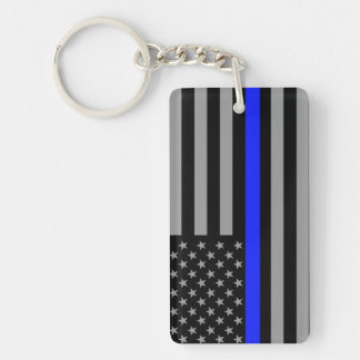 Thin Blue Line Flag Double Sided Keychain
