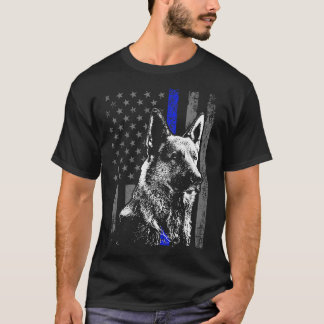 Thin Blue Line Flag K 9 German Shepherd Police Dog T-Shirt