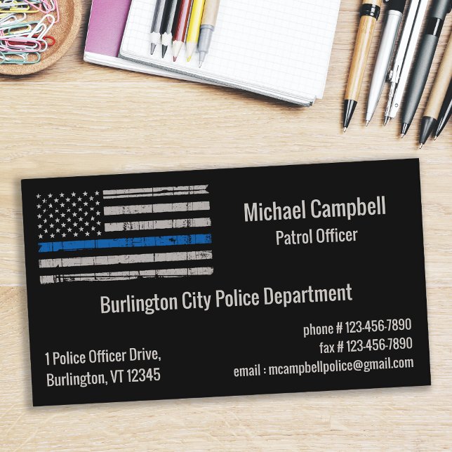 Thin Blue Line Flag Law Enforcement Police Business Card (Creator Uploaded)