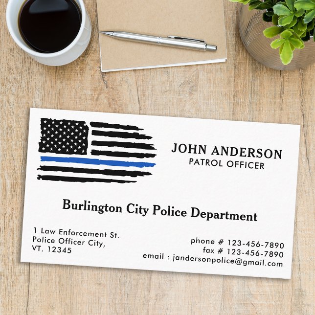 Thin Blue Line Flag Law Enforcement Police Officer Business Card (Creator Uploaded)