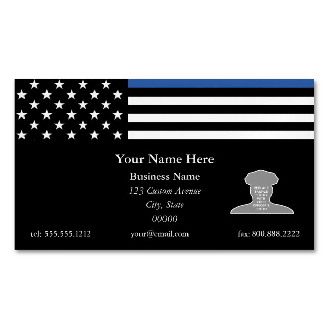Thin Blue Line Flag Magnetic Business Card (Front)