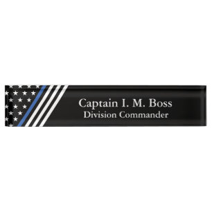 Thin Blue Line Flag Nameplate