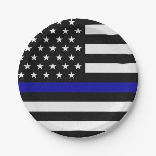 Thin Blue Line Flag Paper Plate