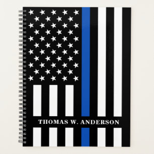 Thin Blue Line Flag Personalised Name Police Planner