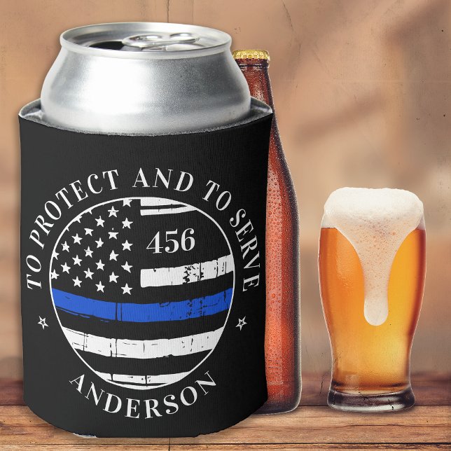 Thin Blue Line Flag Personalised Police Officer Can Cooler (Creator Uploaded)