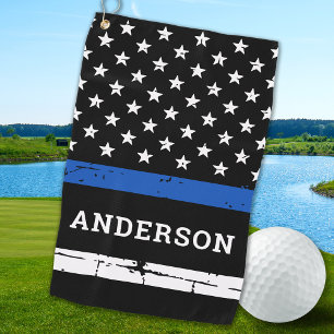 Thin Blue Line Flag Personalised Police Officer Golf Towel