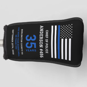 Thin Blue Line Flag Personalised Police Retirement Golf Head Cover