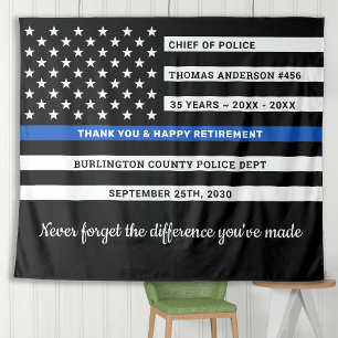 Thin Blue Line Flag Personalised Police Retirement Tapestry