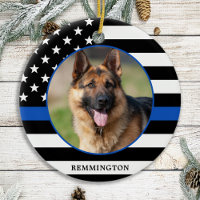 Thin Blue Line Flag Photo K9 Police Dog Christmas
