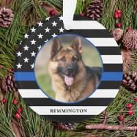 Thin Blue Line Flag Photo K9 Police Dog Christmas