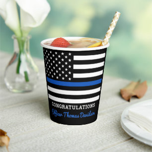 Thin Blue Line Flag Police Graduation Party Paper Cups