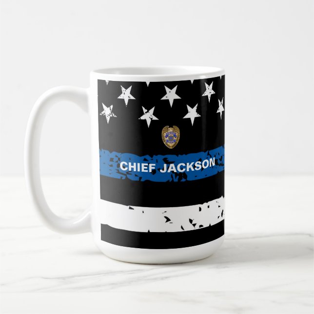  Thin Blue Line Flag Police Officer Coffee Mug (Left)