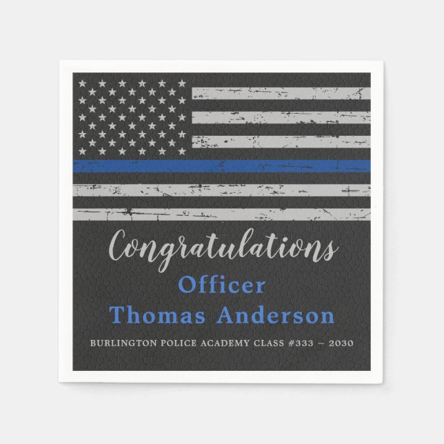 Thin Blue Line Flag Police Officer Graduation Napk Napkin (Front)