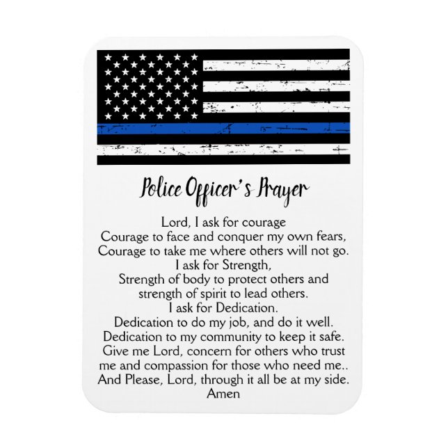 Thin Blue Line Flag Police Officer Prayer  Magnet (Vertical)