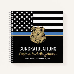 Thin Blue Line Flag Police Retirement Guest Book