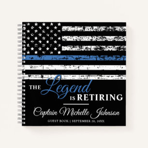 Thin Blue Line Flag Police Retirement Guest Book
