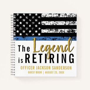Thin Blue Line Flag Police Retirement Guest Book