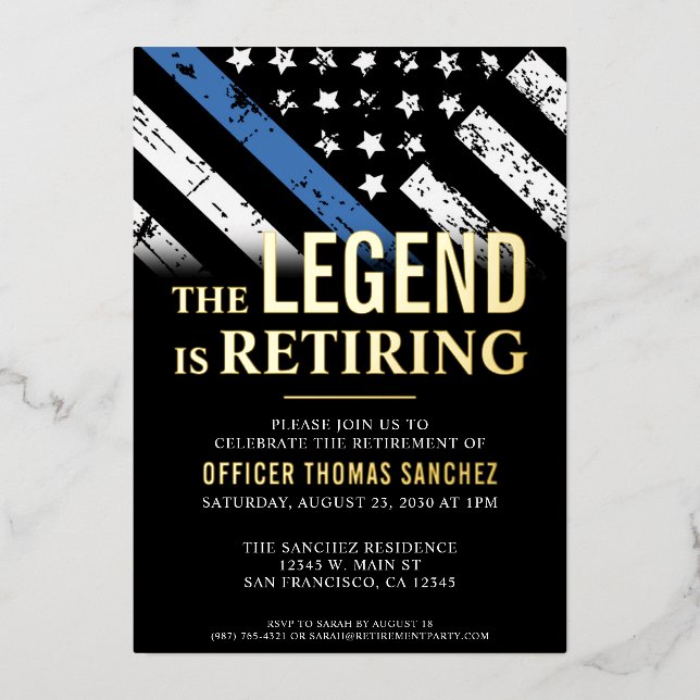 Thin Blue Line Flag Police Retirement Party (Front)