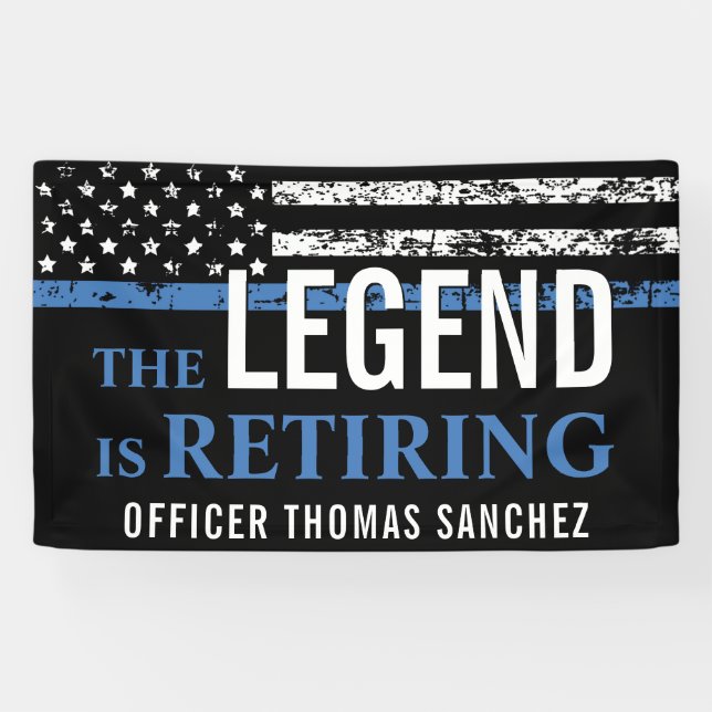 Thin Blue Line Flag Police Retirement Party Banner (Horizontal)