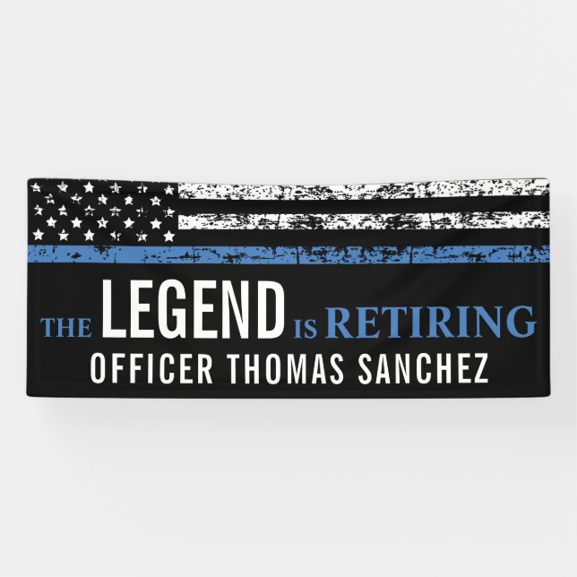 Thin Blue Line Flag Police Retirement Party Banner (Horizontal)