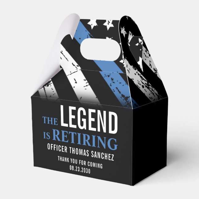 Thin Blue Line Flag Police Retirement Party Favour Box (Front Side)