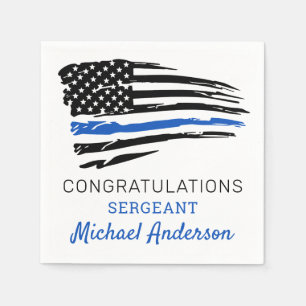 Thin Blue Line Flag Police Retirement Party Napkin