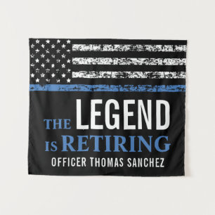 Thin Blue Line Flag Police Retirement Party Tapestry