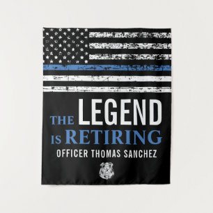 Thin Blue Line Flag Police Retirement Party Tapestry