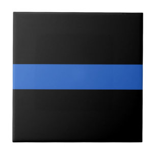 Thin Blue Line Flag police solidarity symbol usa a Ceramic Tile