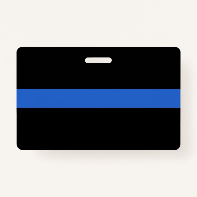 Thin Blue Line Flag police solidarity symbol usa a ID Badge (Back)
