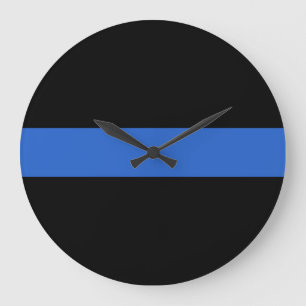 Thin Blue Line Flag police solidarity symbol usa a Large Clock