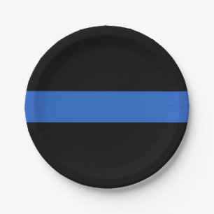 Thin Blue Line Flag police solidarity symbol usa a Paper Plate