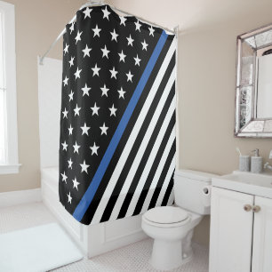 Thin Blue Line Flag Stars and Stripes Shower Curta Curtain