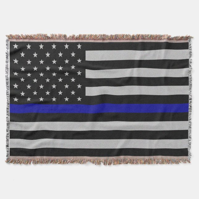 Thin Blue Line Flag Throw Blanket (Front)