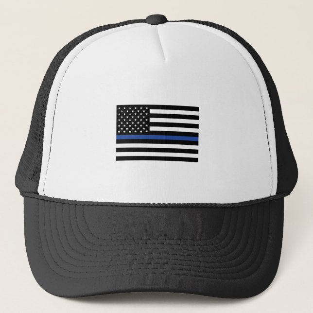 Thin Blue Line Flag Trucker Hat (Front)