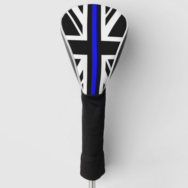 Thin Blue Line Flag united kingdom police cop symb Golf Head Cover (Front)