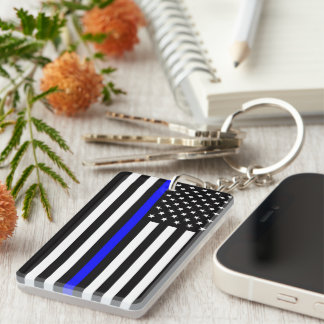 Thin Blue Line Flag (United States) Key Ring