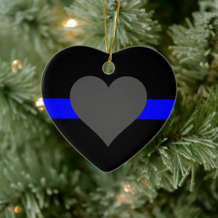 Thin Blue Line - For Those Who Serve Ceramic Ornament