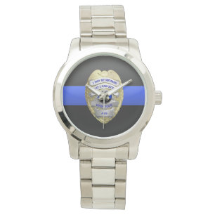 Thin Blue Line Funny Retired Police Badge Watch
