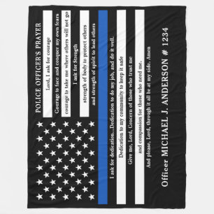 Thin Blue Line Gift Police Officer's Prayer  Fleece Blanket