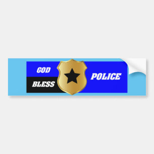 Thin Blue Line, God Bless Police Bumper Sticker