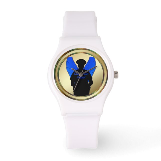 Thin Blue Line Gold Coin Guardian Angel Watch (Front)