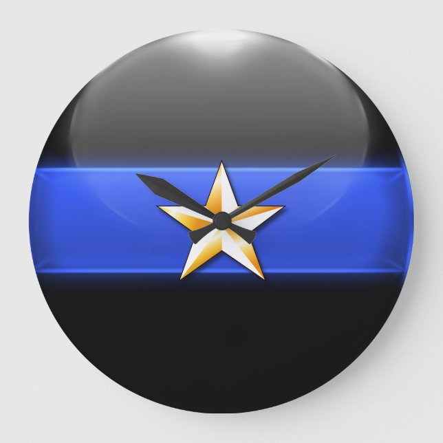 Thin Blue Line - Gold Star Chief Rank Insignia Large Clock (Front)