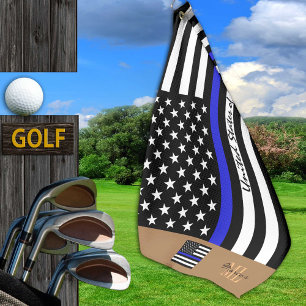 Thin Blue Line & Golf USA flag America /Monogramed Golf Towel