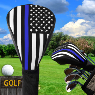 Thin Blue Line & Golf USA flag / Clubs Golf Head Cover