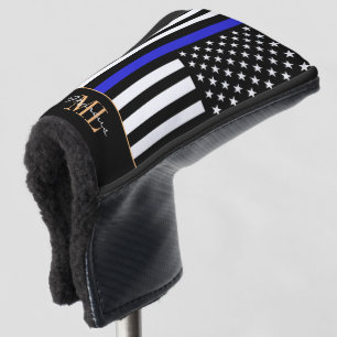 Thin Blue Line & Golf USA flag / Monogramed Clubs  Head Cover
