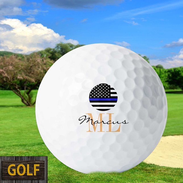 Thin Blue Line & Golf USA Monogrammed police Golf Balls (Creator Uploaded)