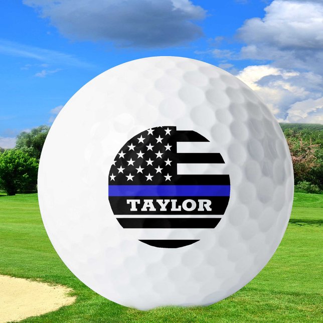 Thin Blue Line & Golf USA personalised police flag Balls (Creator Uploaded)